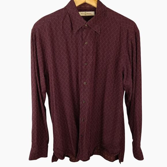Tommy Bahama Other - Tommy Bahama 100% Silk Burgundy Patterned Button-Down Shirt Medium